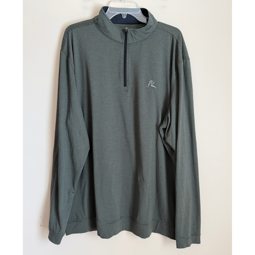 Rhoback Quarter Zip Pullover Mens XXXL Green Striped Performance Long Sleeve